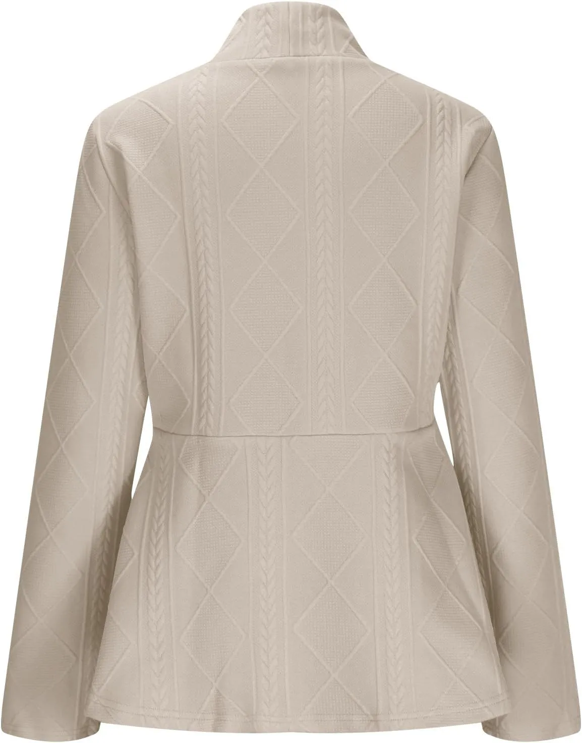 Blazer for Women Fashion Textured Ruffle Hem Blazer Long Sleeve V-Neck Single Button Shawl Collar Outerwear