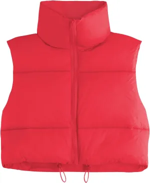 Century Star Cropped Puffer Vest Women's Outerwear Vests Puffy Sleeveless 2024 Quilted Christmas Vest Tops Jackets Coat Zip