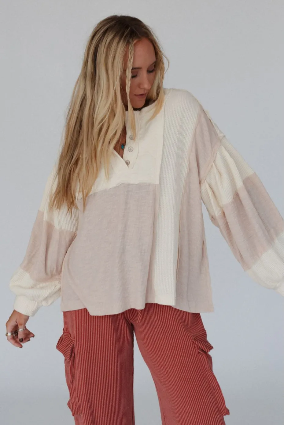Cozy Oasis Multi Color Top - Cream