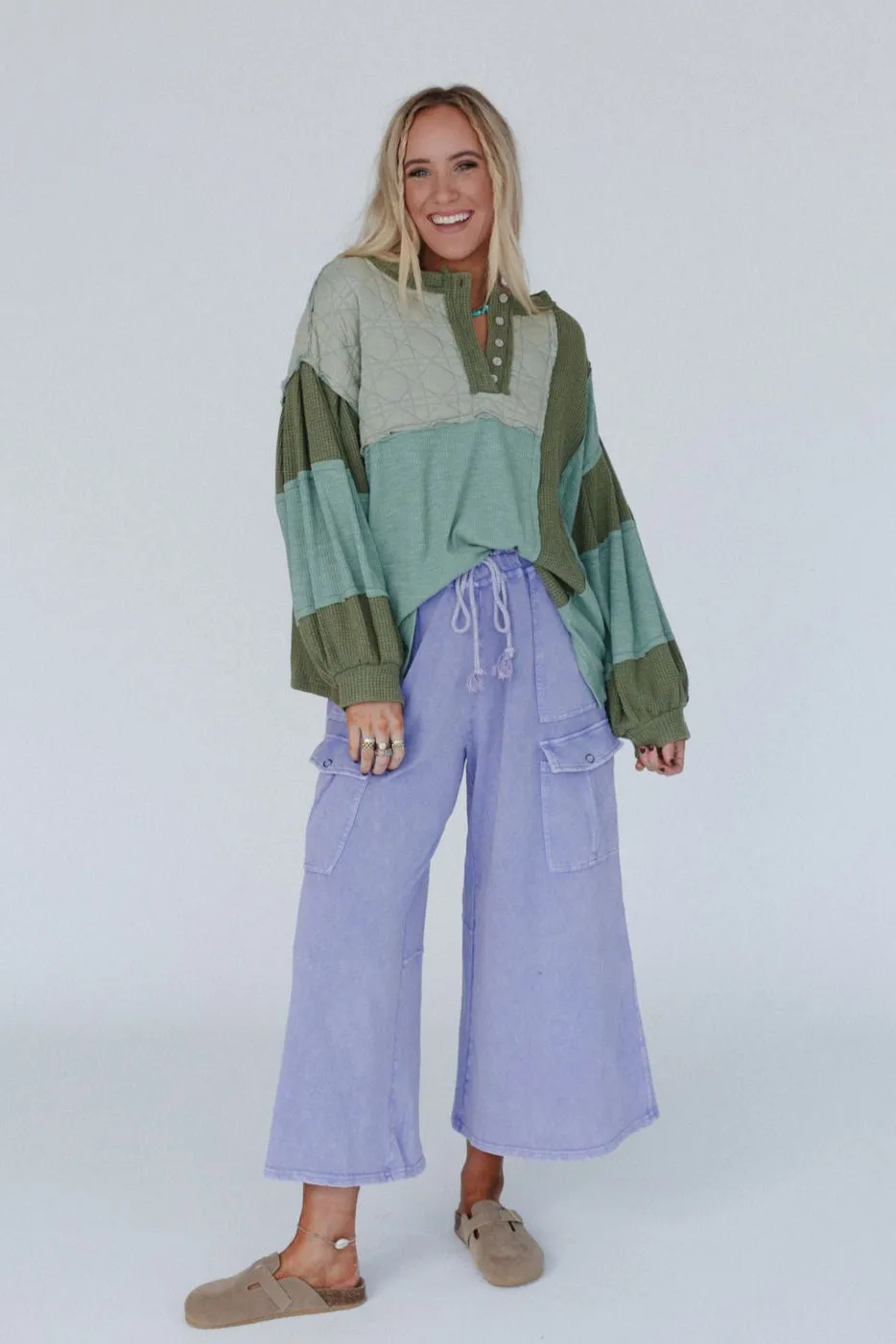 Cozy Oasis Multi Color Top - Green