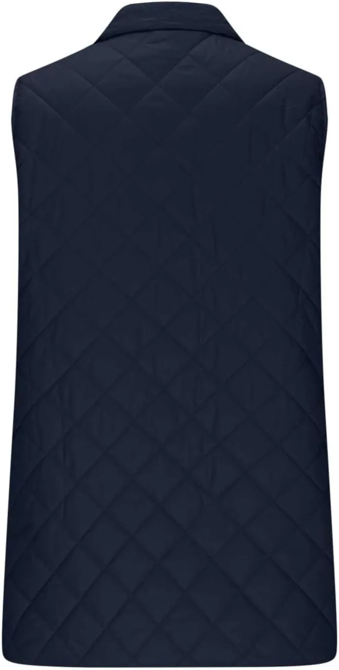 fartey Quilted Vest Women 2024 Sleeveless Puffer Vest Jackets Zip Up Stand Collar Gilet Coats Outwear Witt Pockets