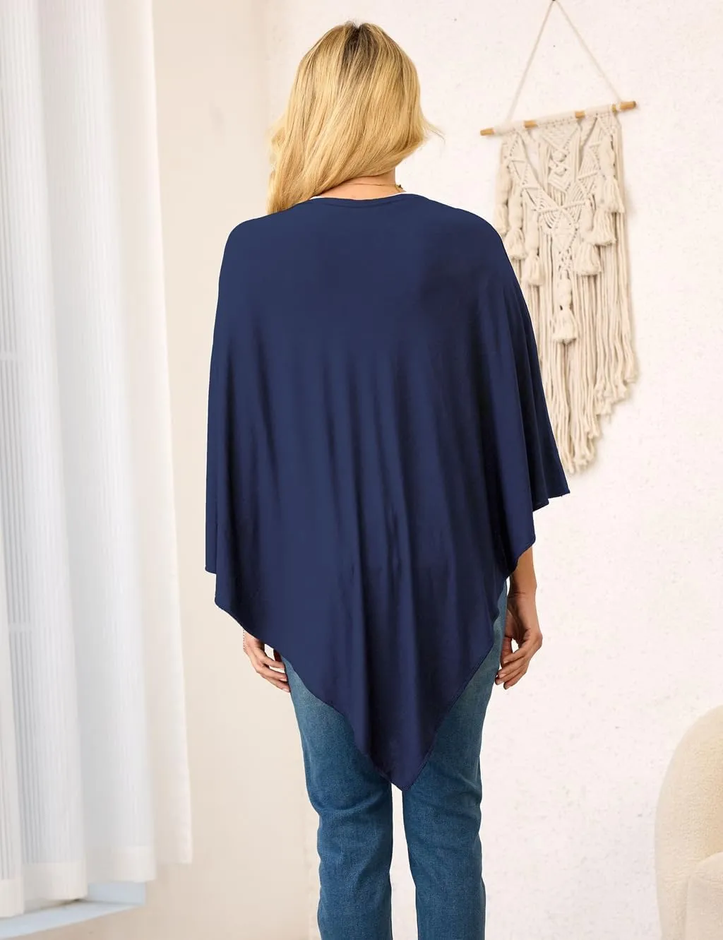 Ferand Women's Lightweight Poncho Tops Versatile Buttoned Shawl Wraps for Spring Summer