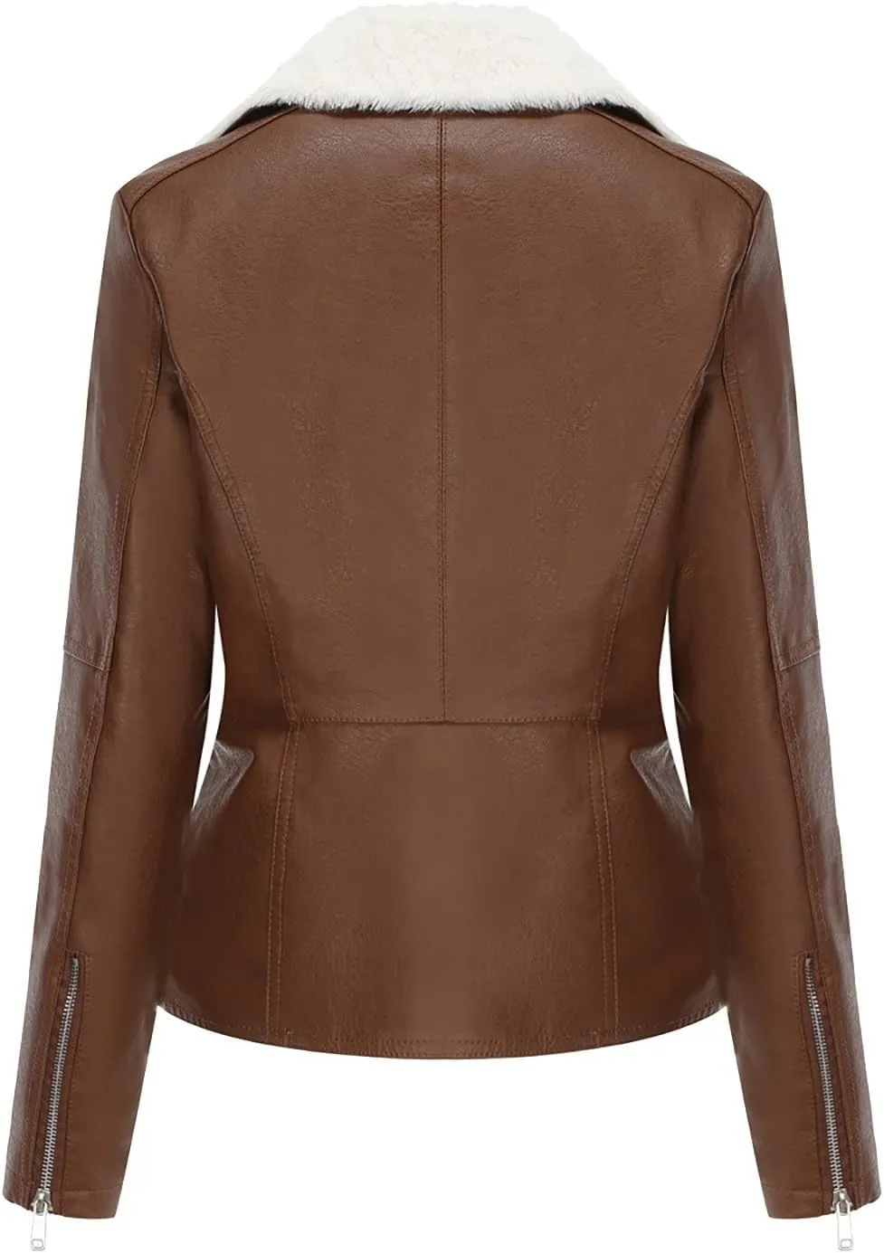 Hasta Women's Faux Leather Jackets Warm Fleece Zip Short PU Moto Winter Coats 2023 Slim Cropped Faux Suede Jacket Plus Size