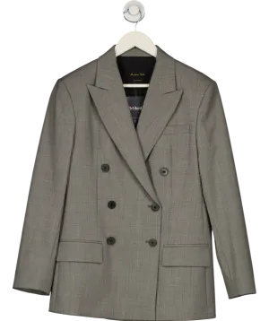 Massimo Dutti Grey Double-breasted Melange Wool Blend Blazer UK 10
