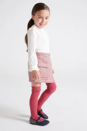 Mayoral Girls Long Knit Ruffle Knee Socks - 2 Color Choices