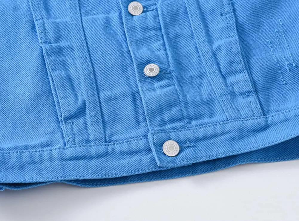 Men's Sleeveless Ripped Denim Vest Casual Slim Fit Button Down Jeans Vests Jacket