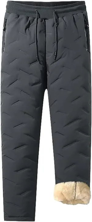 Mens Winter Warm Sweatpants Fleece Sherpa Lined Track Pants Active Thermal Joggers with Zipper Pockets