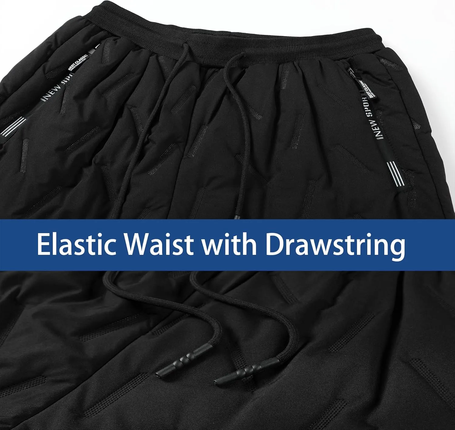 Mens Winter Warm Sweatpants Fleece Sherpa Lined Track Pants Active Thermal Joggers with Zipper Pockets