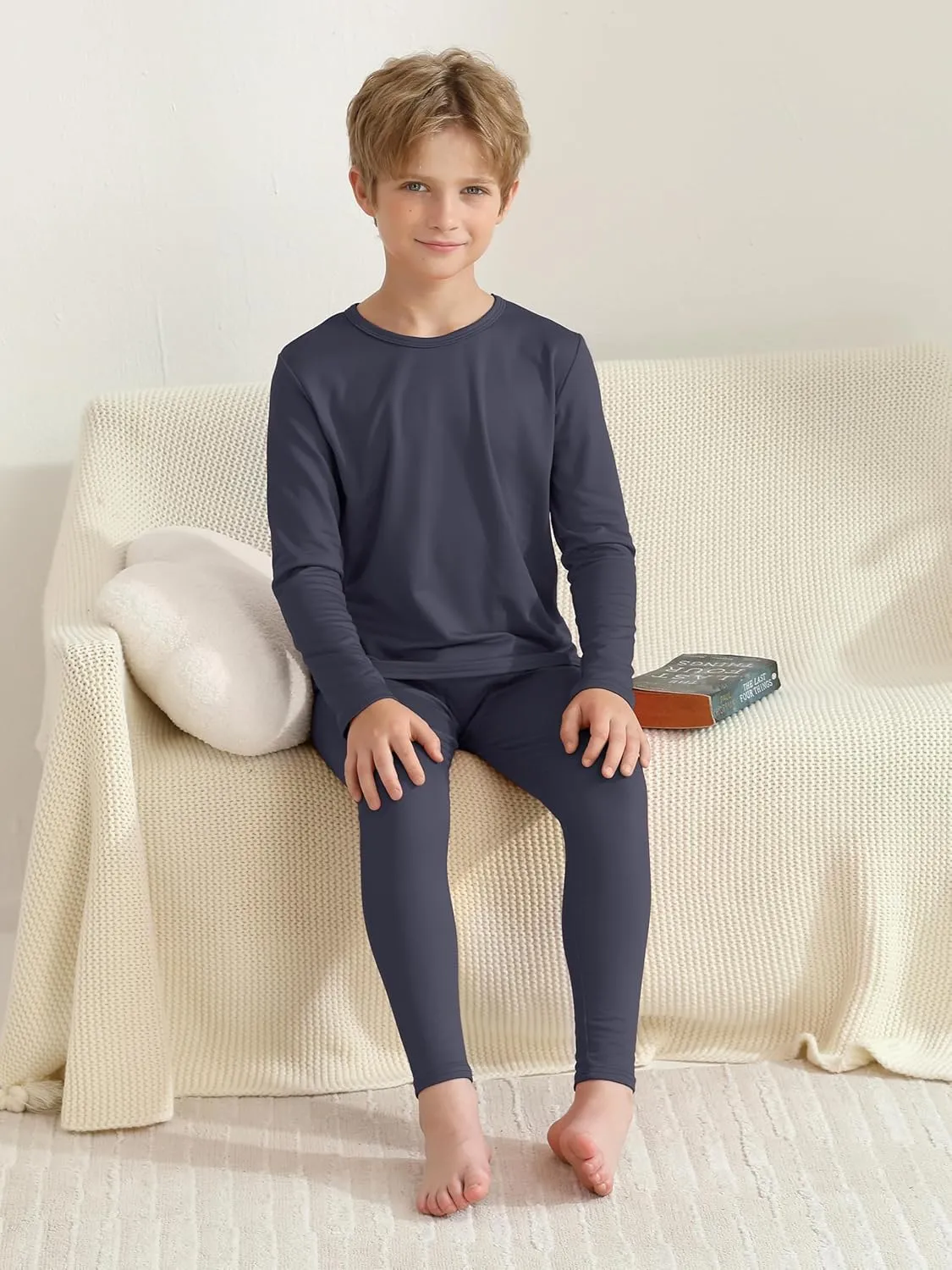 VZV 3 Set Boys Thermal Underwear Set, Kids Thermal Long Johns Boy Fleece Lined Base Layer for Skiing, Cold Weather