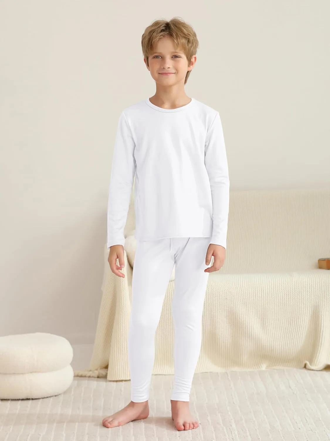 VZV 3 Set Boys Thermal Underwear Set, Kids Thermal Long Johns Boy Fleece Lined Base Layer for Skiing, Cold Weather