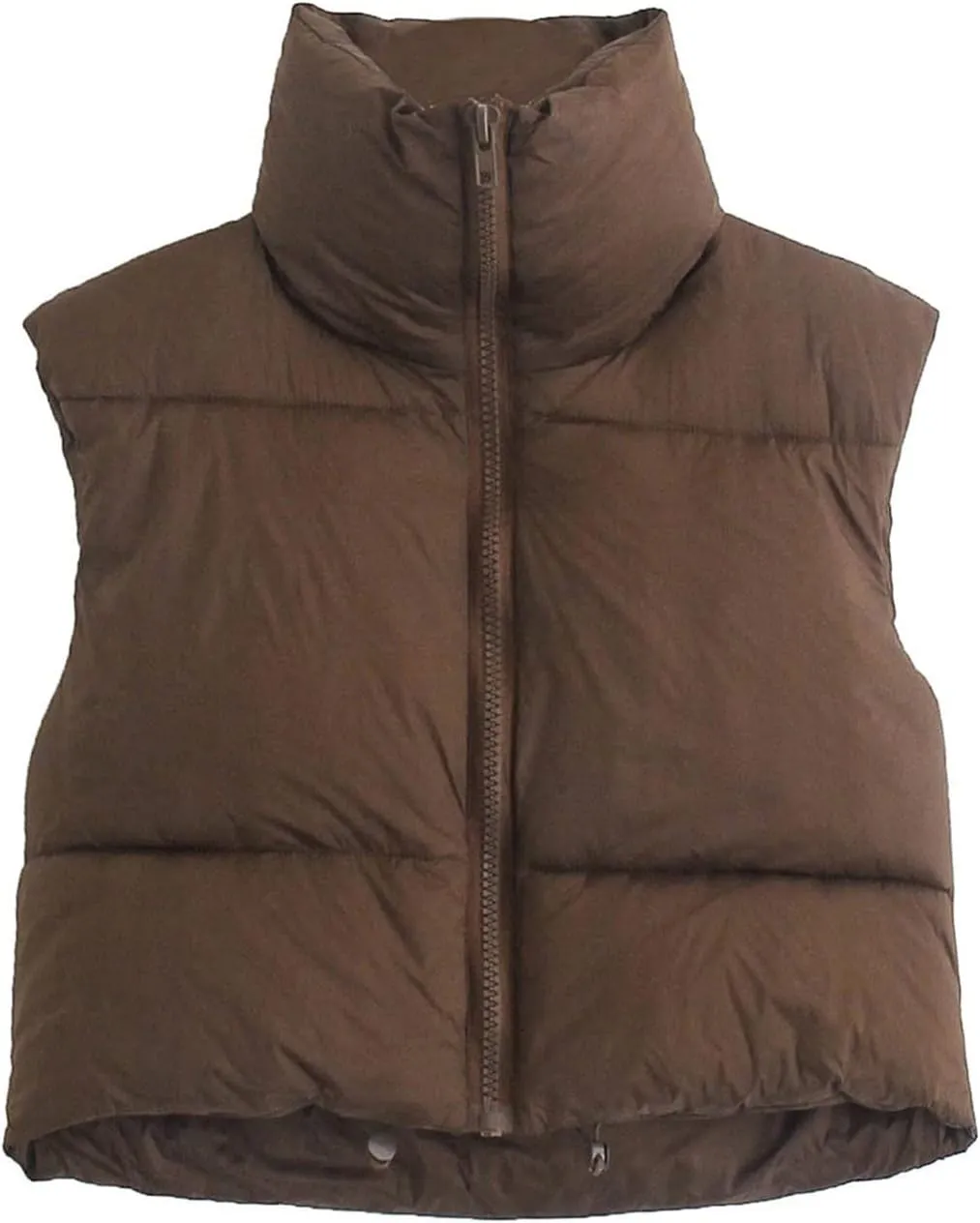 Women Cropped Puffer Vest Padded Down Jacket Stand Up Collar Coat Short Coat Jacket Winter Vest Outerwear with Pockets