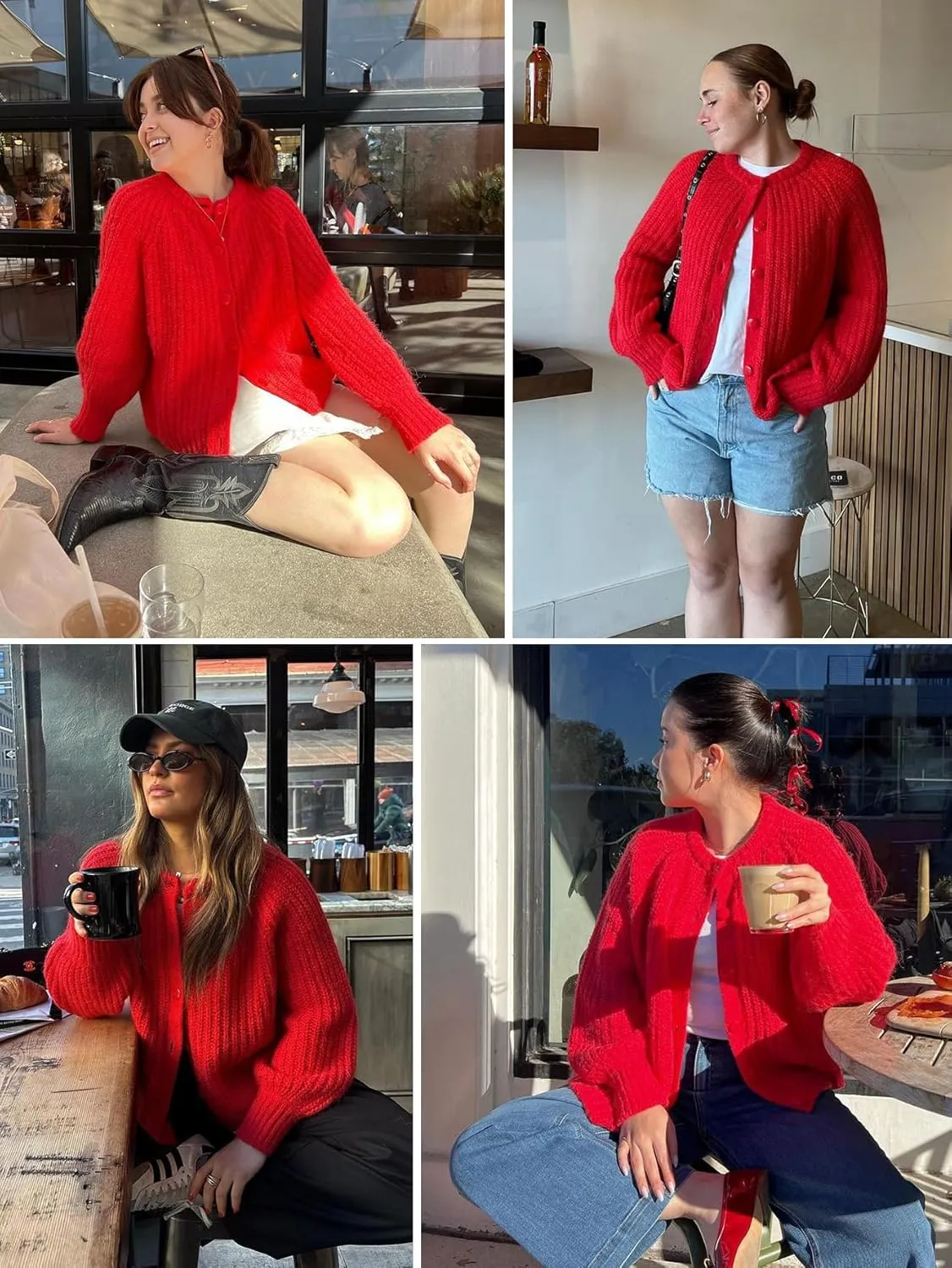 YKR Womens Fall Cardigan Sweater Long Sleeve Chunky Knit Open Front Button Loose Casual Cardigan Coat