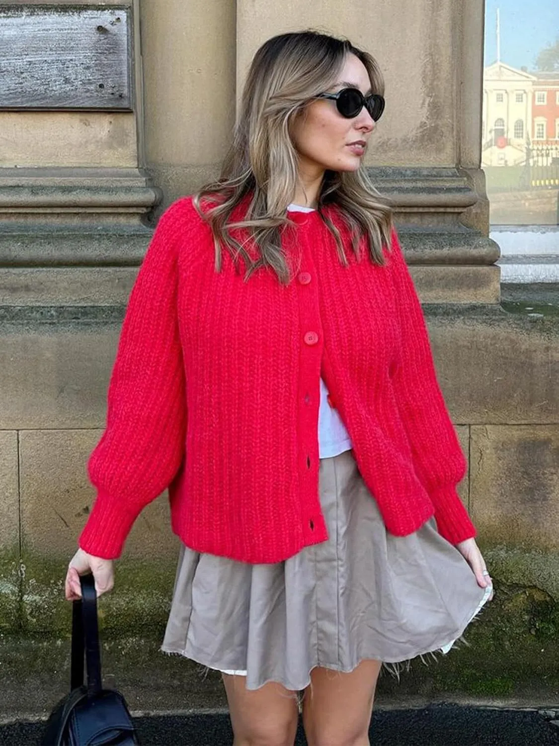 YKR Womens Fall Cardigan Sweater Long Sleeve Chunky Knit Open Front Button Loose Casual Cardigan Coat